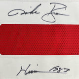 Framed Autographed/Signed Mike Rozier 35x39 Heisman 1983 Red Jersey JSA COA