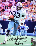 Tony Dorsett Autographed Dallas Cowboys 8x10 Running w/HOF - Beckett W Hologram