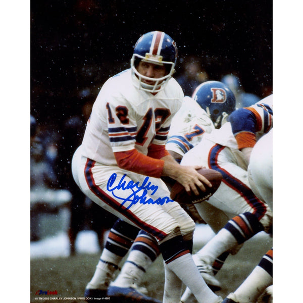 Charley Johnson Autographed/Signed Denver Broncos Drop Back 8x10 Photo 50887