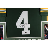 Brett Favre Autographed Pro Style Green XL Framed Jersey 35x43 Beckett 53073