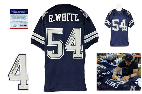 Randy White SIGNED Navy Jersey - PSA DNA Witness - Autographed w/ Photo