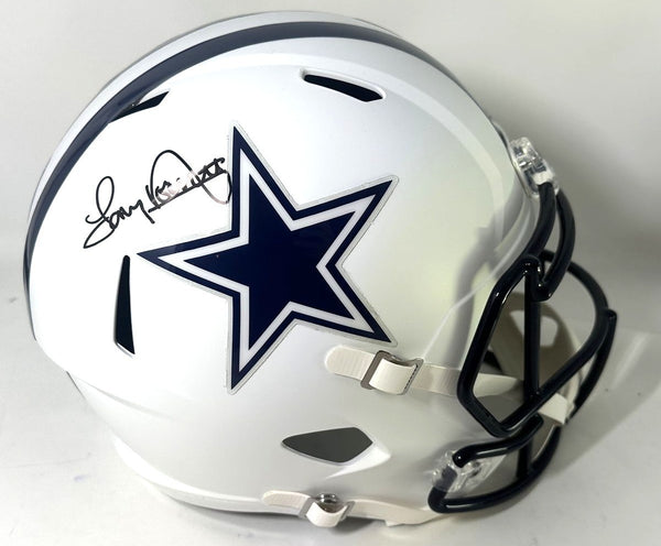 Cowboys TONY DORSETT Signed Full Size FLAT WHITE Speed Replica Helmet AUTO - JSA