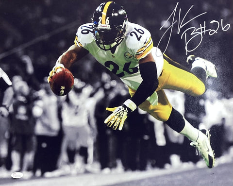 Le'Veon Bell Signed In Silver 16x20 Pittsburgh Steelers Spotlight Photo JSA