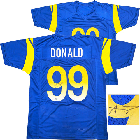 LOS ANGELES RAMS AARON DONALD AUTOGRAPHED BLUE JERSEY BECKETT BAS WITNESS 224834
