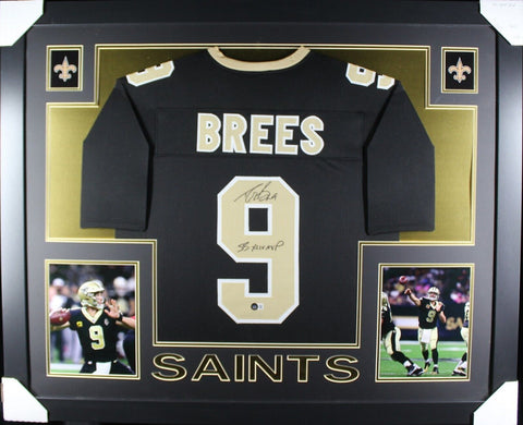DREW BREES MVP (Saints black SKYLINE) Signed Autographed Framed Jersey Beckett