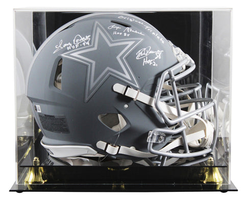 Staubach, Dorsett & Pearson Signed Slate F/S Speed Proline Helmet W/ Case BAS W