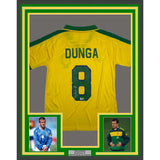 Framed Autographed/Signed Carlos Dunga 35x39 Brazil Yellow Jersey BAS COA