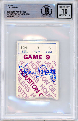 Tony Dorsett Autographed 11/22/1979 vs Oilers Ticket Stub Beckett Slab 39206
