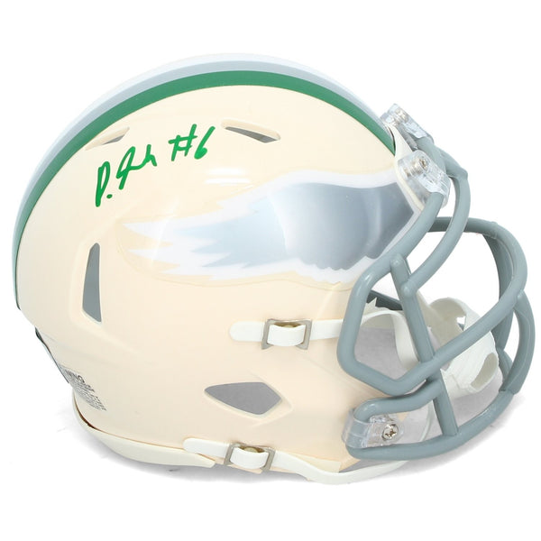DeVonta Smith Autographed Philadelphia Eagles RETRO Speed Mini Helmet Beckett
