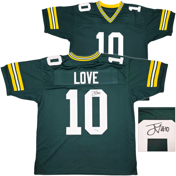 GREEN BAY PACKERS JORDAN LOVE AUTOGRAPHED GREEN JERSEY BECKETT WITNESS 239855