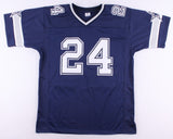 Larry Brown Signed Dallas Cowboys Blue Jersey (JSA COA) Super Bowl XXX M.V.P.