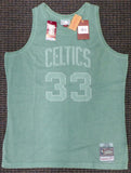 CELTICS LARRY BIRD AUTOGRAPHED GREEN M&N WASHED OUT JERSEY XL BECKETT 177711