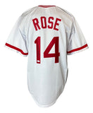 Pete Rose Cincinnati Signed In Black White Baseball Jersey 2 JSA
