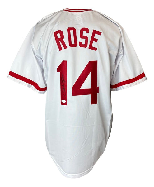 Pete Rose Cincinnati Signed In Black White Baseball Jersey 2 JSA
