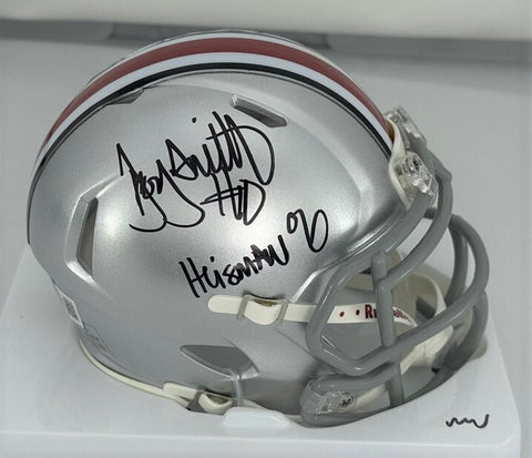 Buckeyes TROY SMITH Signed Riddell OSU Speed Mini Helmet AUTO w/ Heisman - BAS