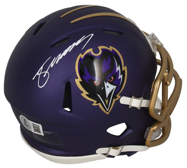 Zay Flowers Autographed Ravens 2024 Alternate Mini Speed Helmet Beckett