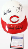 Frank Robinson, Pete Rose (Hit King) Johnny Bench Autographed Helmet PSA/DNA COA