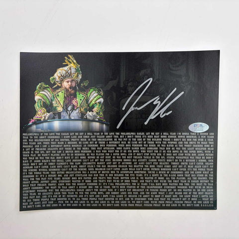 Autographed/Signed Jason Kelce Parade Speech Transcript 8x10 Photo PSA COA