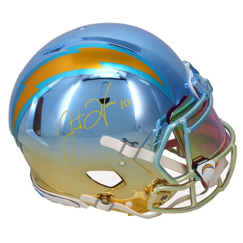 Justin Herbert Autographed Chromed Authentic Speed Helmet Beckett & GDL LE 1/10