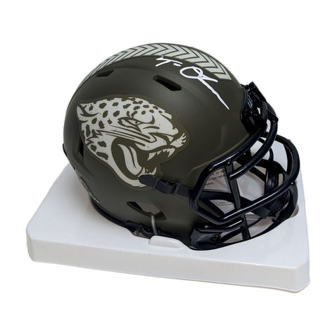 Trevor Lawrence Autographed Jaguars Salute To Service Mini Helmet - PSA