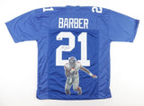 Tiki Barber Signed New York Giant Photo Jersey (Steiner) 3xPro Bowl RB 2004-2006