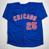 Autographed/Signed Derrek Lee Chicago Blue Baseball Jersey Beckett BAS COA