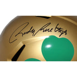 Rudy Ruettiger Signed Notre Dame F/S Spd Gold '16 "Never Quit" Beckett 40945