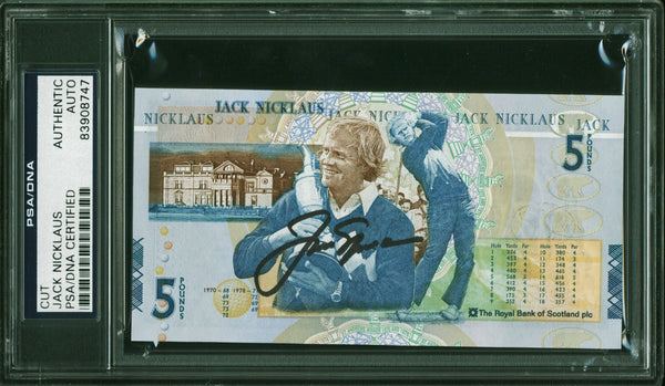 Jack Nicklaus Signed 2005 Royal Bank Of Scotland PS5 Banknote PSA/DNA Slabbed
