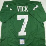 Autographed/Signed MICHAEL MIKE VICK Philadelphia Kelly Green Jersey Beckett COA
