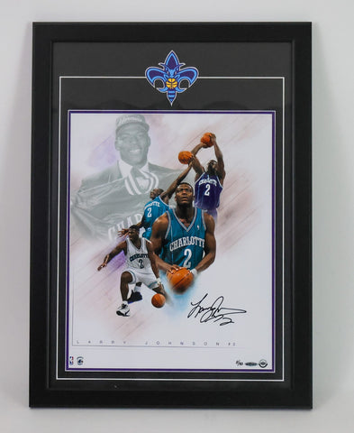 Larry Johnson Autographed 16x20 Photo -- Charlotte Hornets | Deluxe Framed | UDA