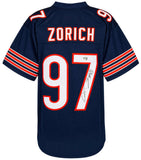 Chris Zorich (BEARS) Signed Navy Custom Football Jersey - (BECKETT COA)