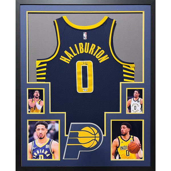 Tyrese Haliburton Autographed Signed Framed Indiana Pacers Jersey BECKETT