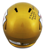 Chiefs Emmitt Thomas "Career Stat" Signed Flash F/S Speed Rep Helmet W/ Case BAS