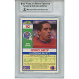 Dennis Smith Autographed Denver Broncos 1990 Score Card Slab Beckett 56135