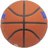 PATRICK EWING AUTOGRAPHED COMPOSITE KNICKS LOGO BASKETBALL BECKETT 236549