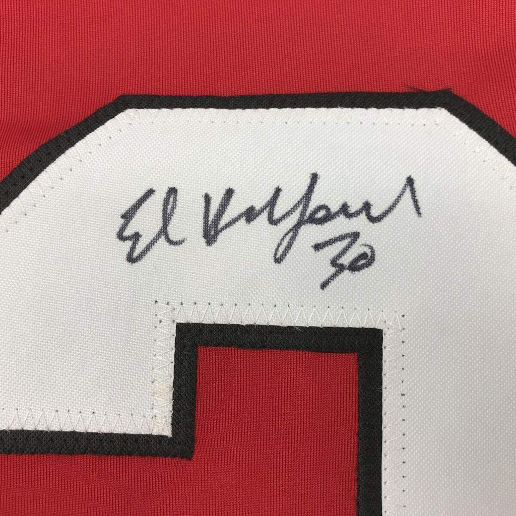 Framed Autographed/Signed Ed Belfour 35x39 Chicago Red Hockey Jersey J ...
