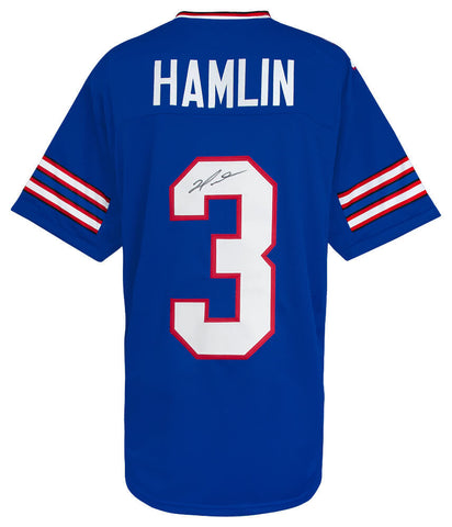 Damar Hamlin (BILLS) Signed Blue Custom Football Jersey - (SCHWARTZ COA)