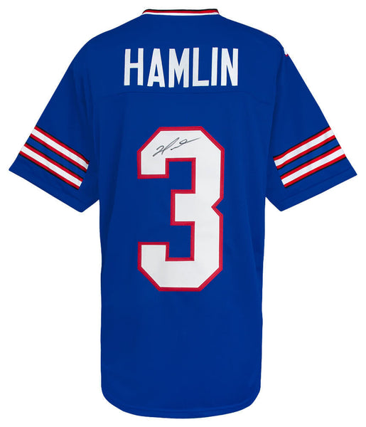 Damar Hamlin (BILLS) Signed Blue Custom Football Jersey - (SCHWARTZ COA)