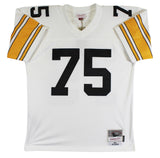 Steelers Joe Greene "Career Stat" Signed White M&N TB Jersey BAS Witnessed
