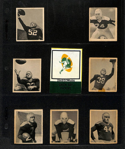 1948 Bowman Football Cards Green Bay Packers Partial Team Set (7/10) 200299