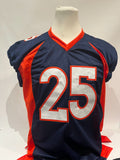 Chris Harris Jr. Autographed & 2x Inscribed Navy Denver Broncos Jersey | BAS COA