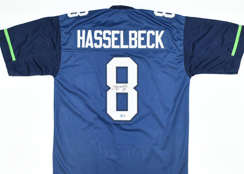 Matt Hasselbeck Autographed Blue Pro Style Jersey - Beckett W Hologram *Black