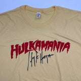 Autographed/Signed Hulk Hogan Hulkamania Yellow Shirt T-Shirt Beckett COA