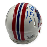 Tedy Bruschi Signed Autographed Throwback Mini Helmet w/ "Patriots HOF 2013" JSA