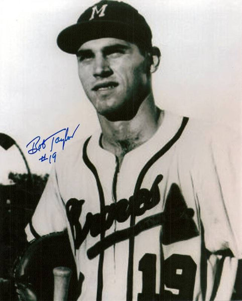 1957 Milw Braves BOB HAWK TAYLOR Signed 8x10 #2 Photo AUTO