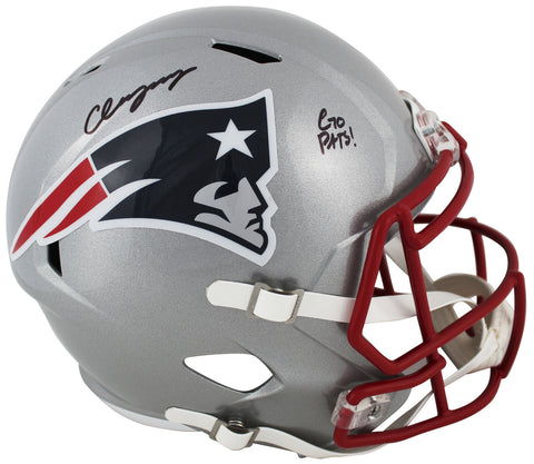 Patriots Christian Gonzalez Signed Full Size Speed Rep Helmet BAS Witnessed