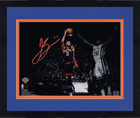 FRMD Jalen Brunson New York Knicks Signed 11x14 Shooting vs Nets Spotlight Photo