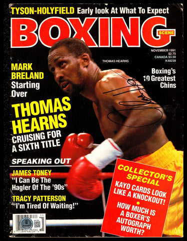 Thomas Hit Man Hearns Autographed Signed Magazine Beckett BAS QR #BM37854