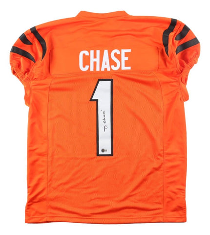 Ja'Marr Chase Cincinnati Signed Orange Pro-Cut Football Jersey BAS