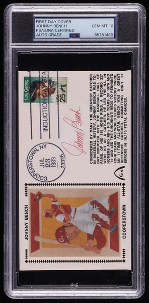 Johnny Bench Signed 1989 1st Day Cover Envelope (PSA Encaps.) Cincinnati Reds